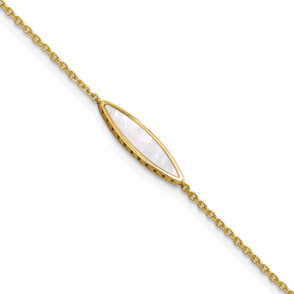 14K Polished Mother of Pearl with 1in ext. Bracelet