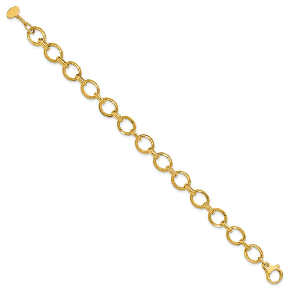 14K Polished and Grooved Fancy Link Bracelet