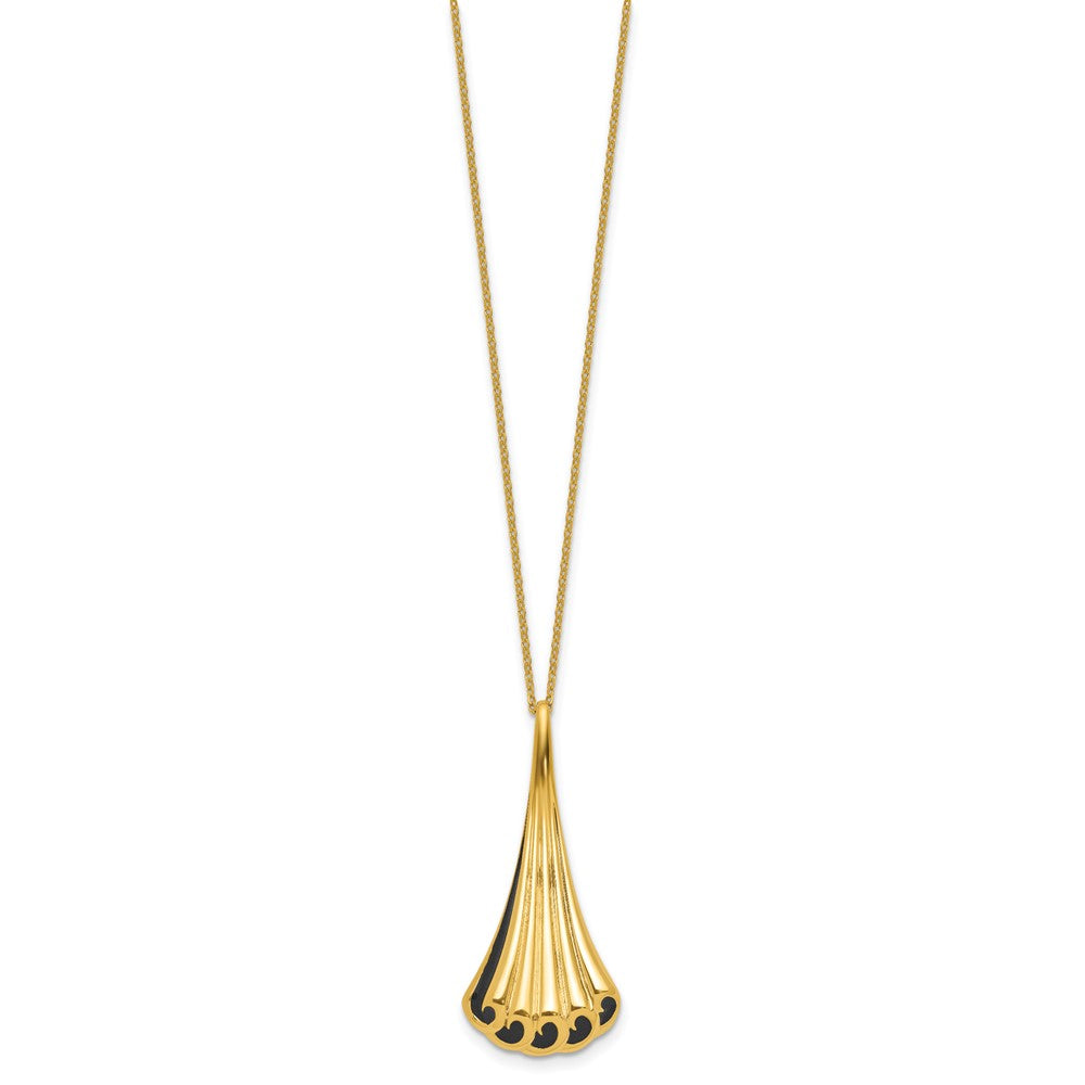 14K with Black Enamel Polished Fancy with 1.25in ext. Necklace