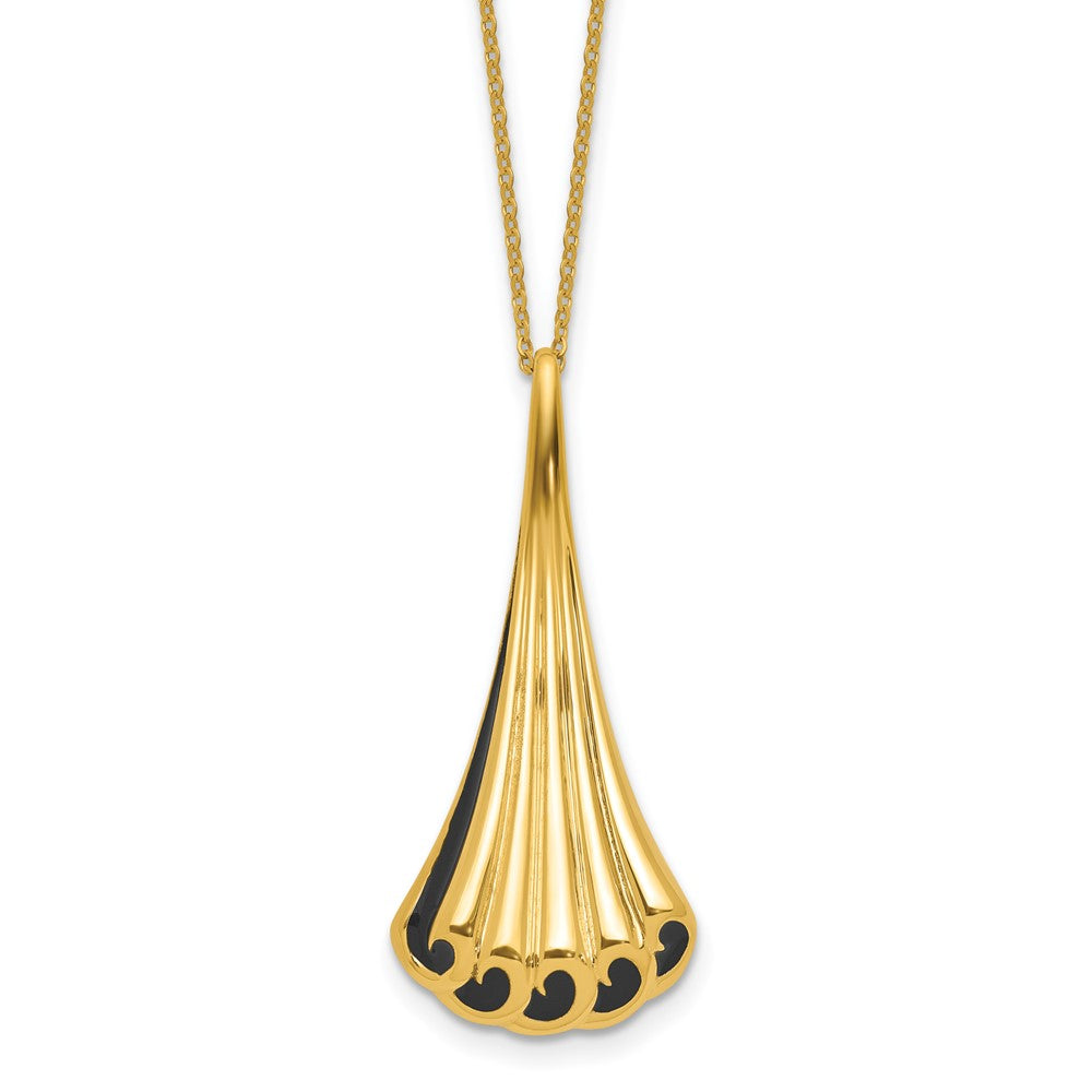 14K with Black Enamel Polished Fancy with 1.25in ext. Necklace