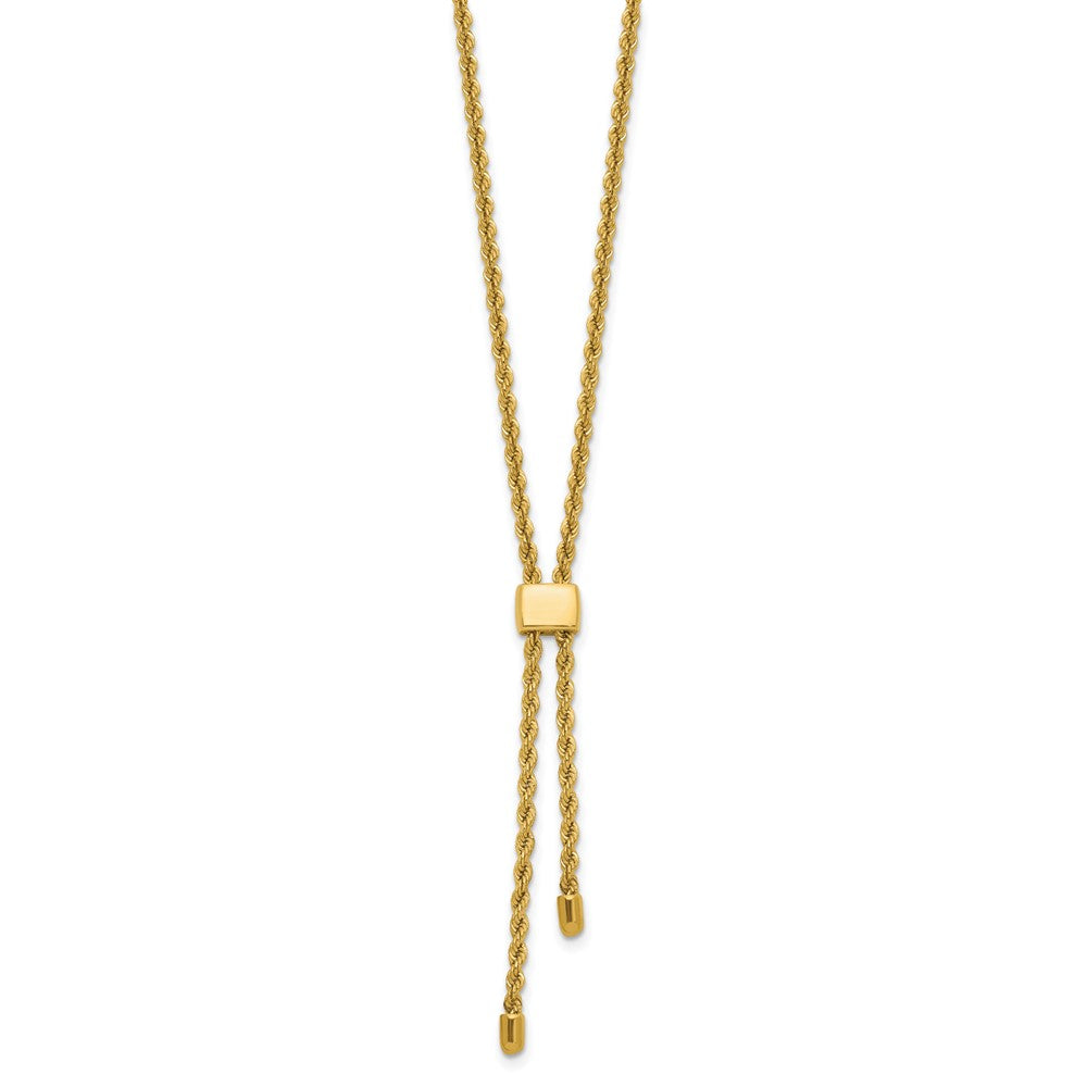 14K Polished/Dia-cut Fancy Rope Adj. up to 19in Necklace
