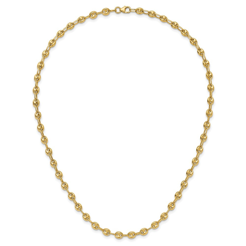 14K Polished Puffed Mariner Link Necklace
