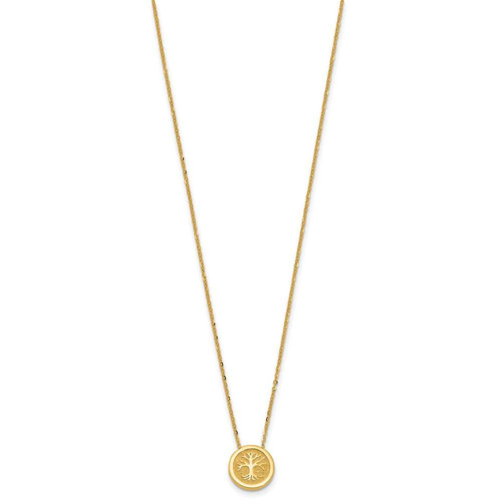 14K Polished and Satin Tree of Life Necklace