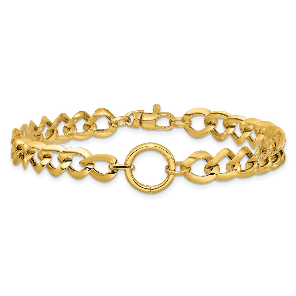 14K Polished Circle Accent Fancy Link Bracelet