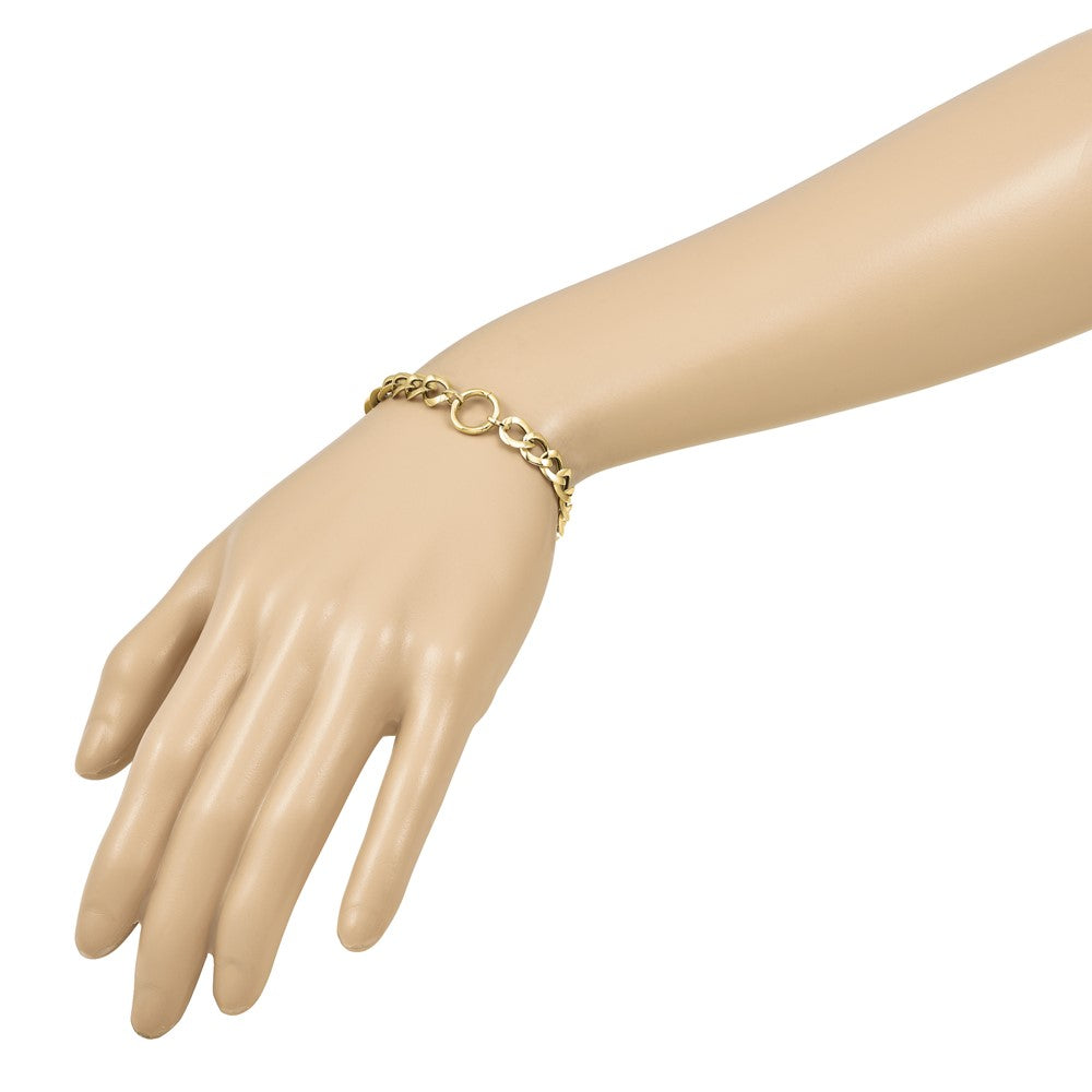 14K Polished Circle Accent Fancy Link Bracelet