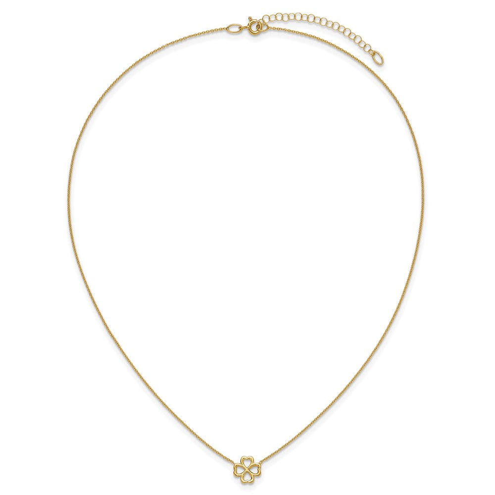 14K Polished 4-Leaf Clover with 2in ext. Necklace