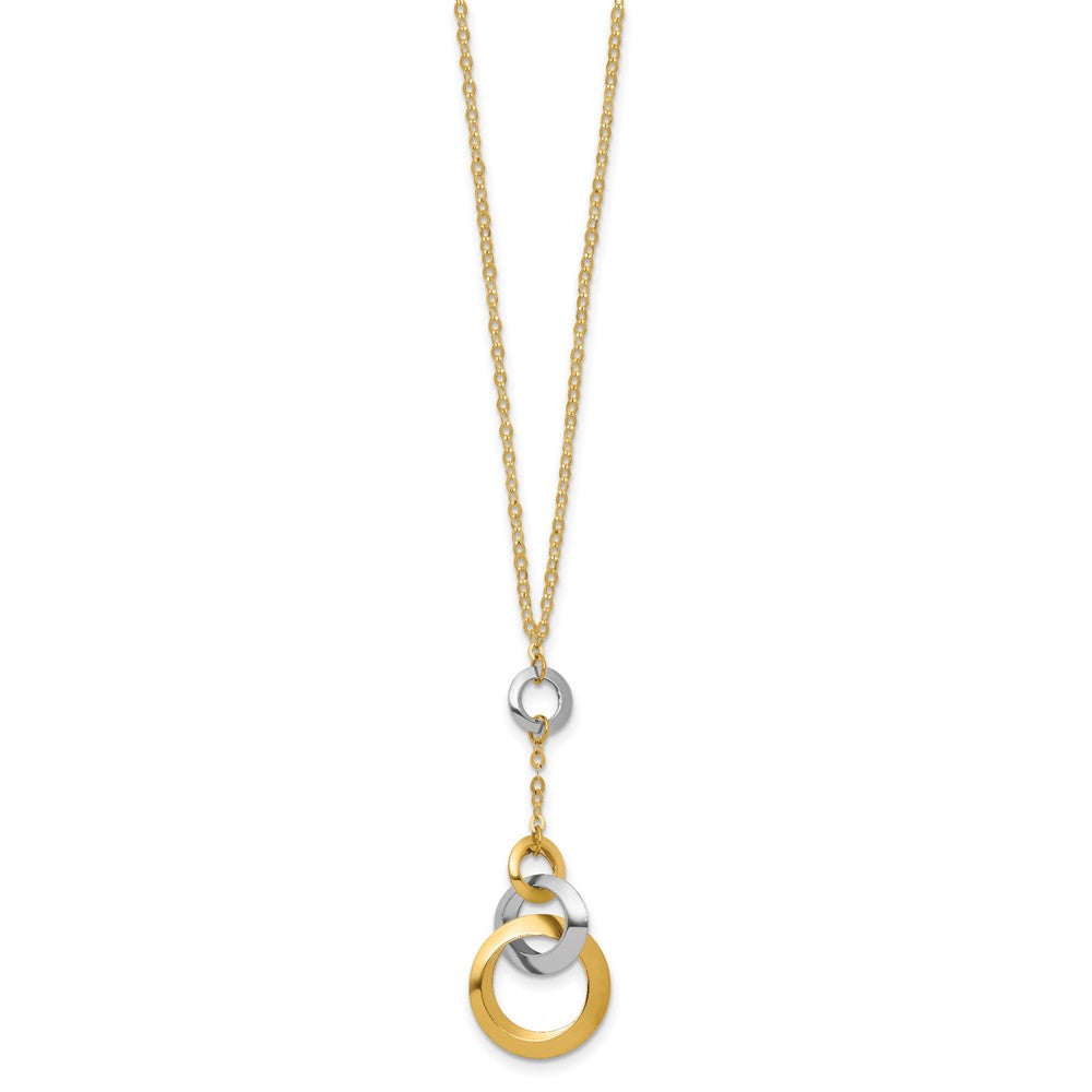 14K Two-tone Polished Circle Link Accent with 1in ext. Necklace