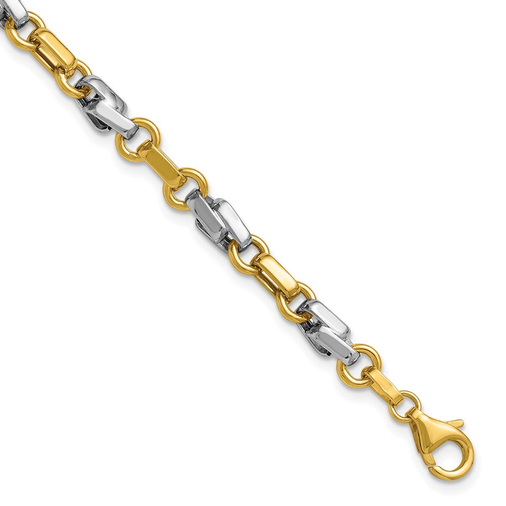 14K with White Rhodium Polished Fancy Link Bracelet