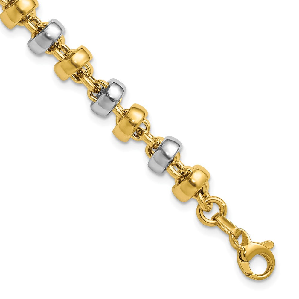 14K with Wht Rhodium Polish Moveable Beaded Link Bracelet