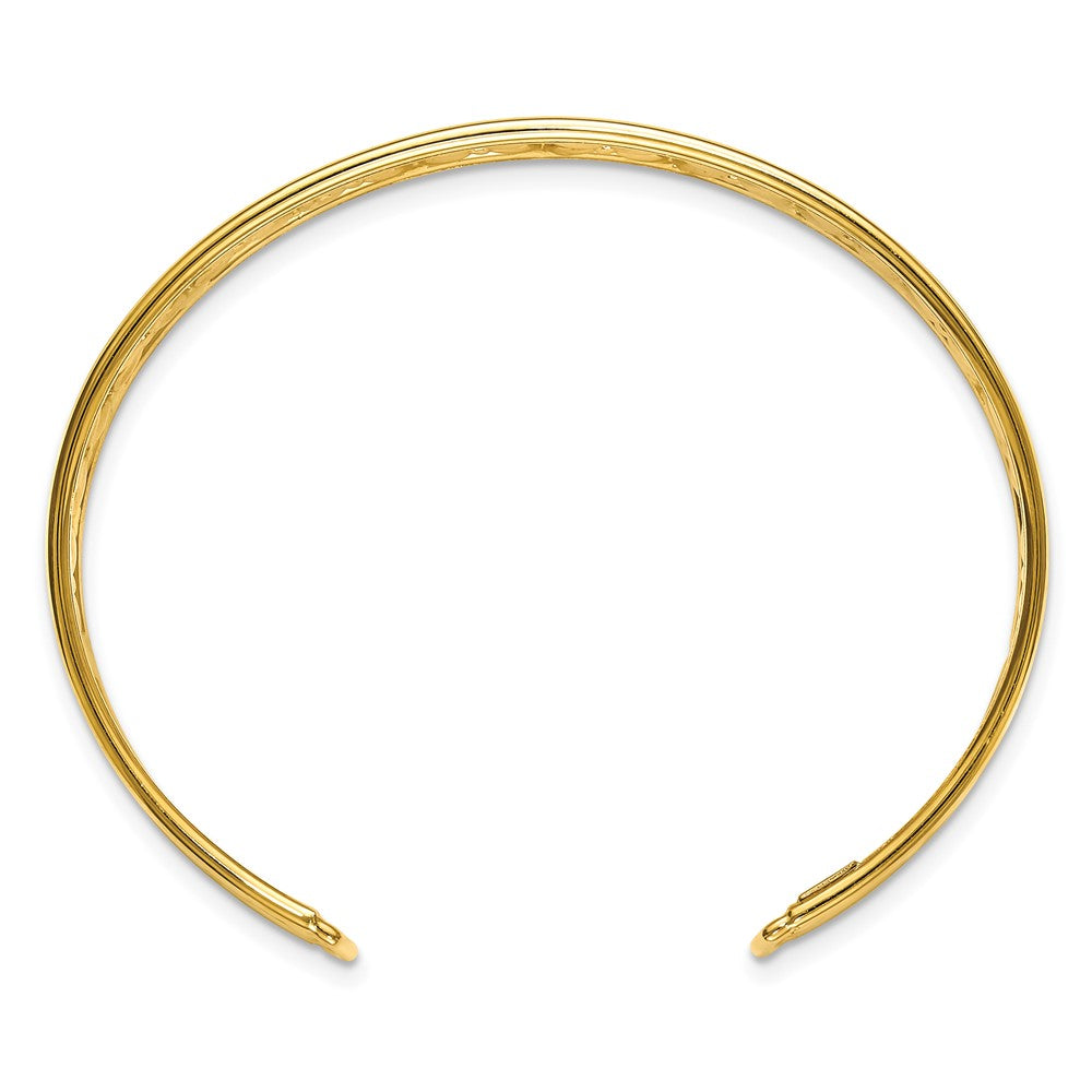 14K Polished Fancy Flexible Cuff Bangle