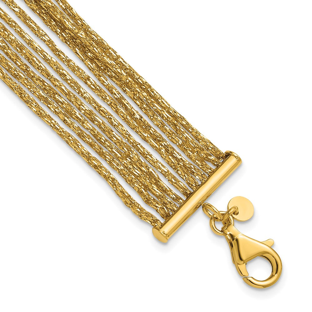 14K Textured Fancy Mesh Multi-strand with .75in Ext. Bracelet