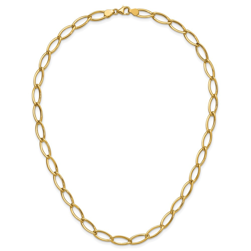 14K Polished Fancy Oval Link Necklace