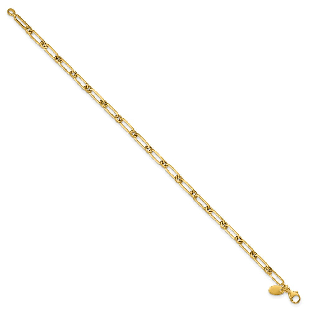 14K Polished Fancy Paperclip Link Bracelet