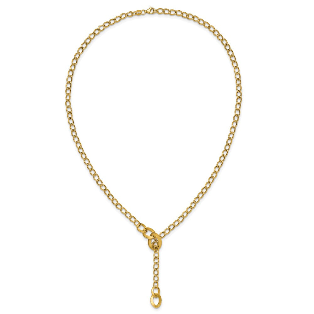14K Polished Fancy Curb Link Lariat Necklace