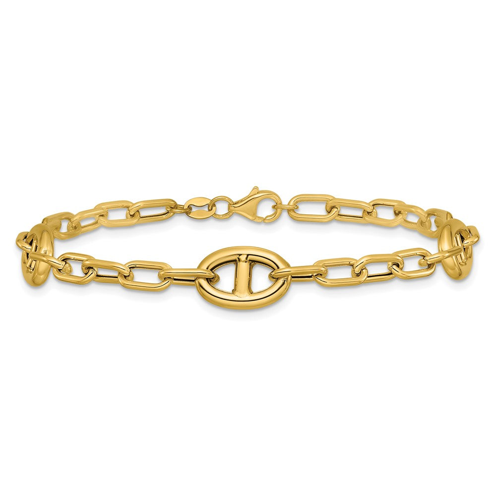 14K Polished Fancy Anchor Link Bracelet