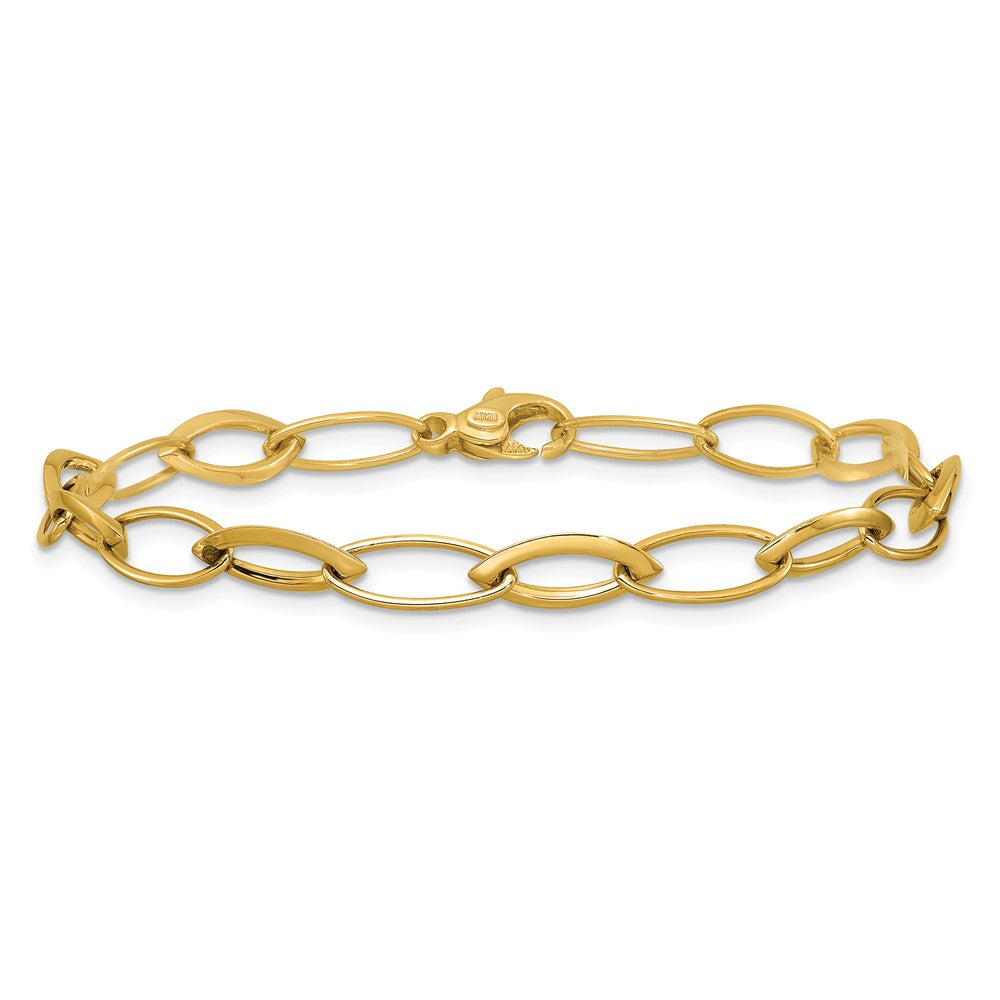 14K Polished Fancy Oval and Navette Link Bracelet