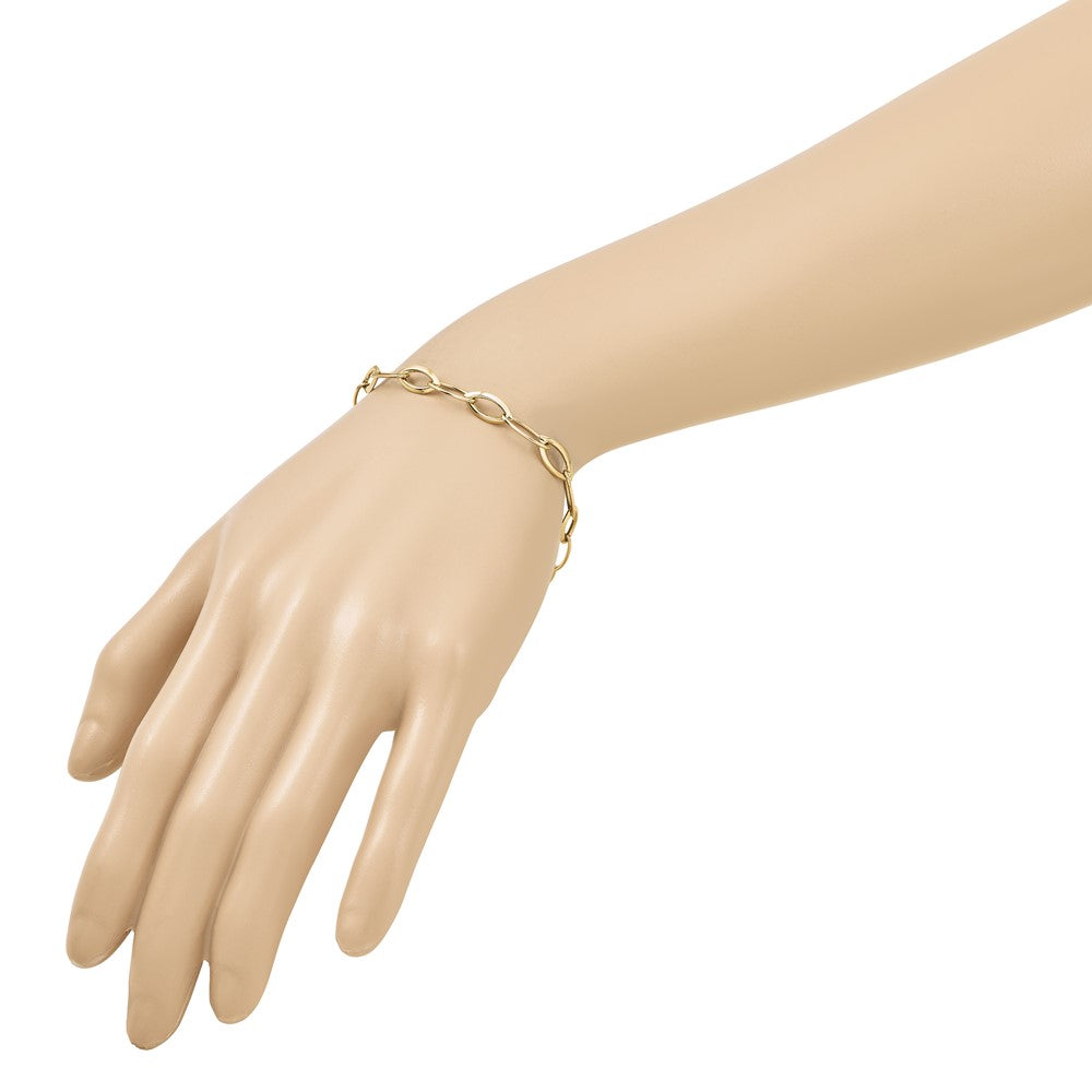 14K Polished Fancy Oval and Navette Link Bracelet