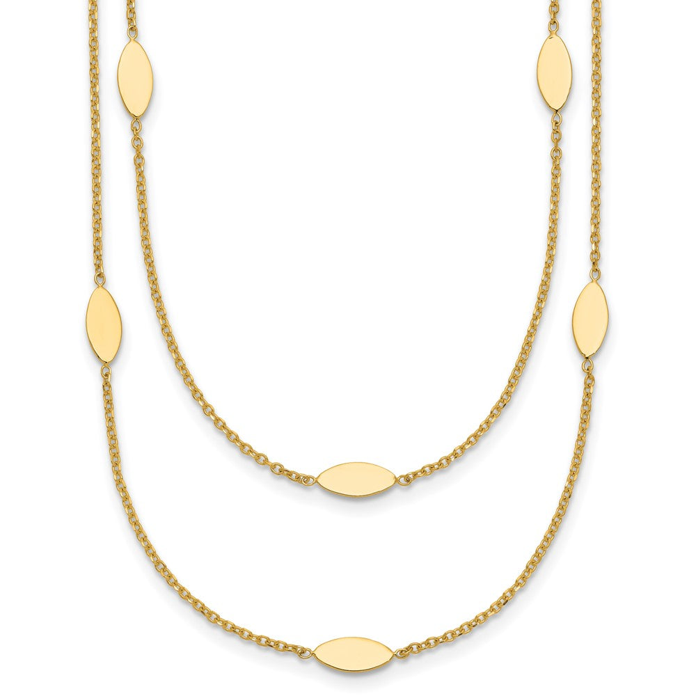 14K Polished Fancy 2-Strand Navette with 2in Ext. Necklace