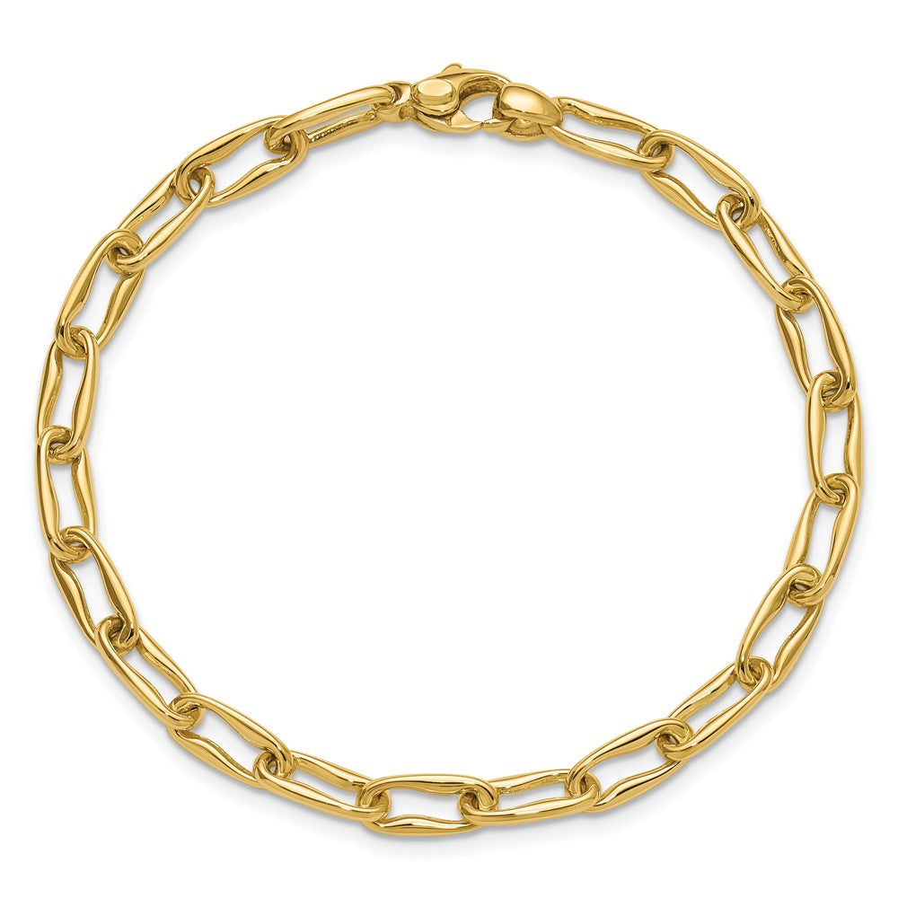 14K Polished Fancy Wavy Elongated Oval Link Bracelet