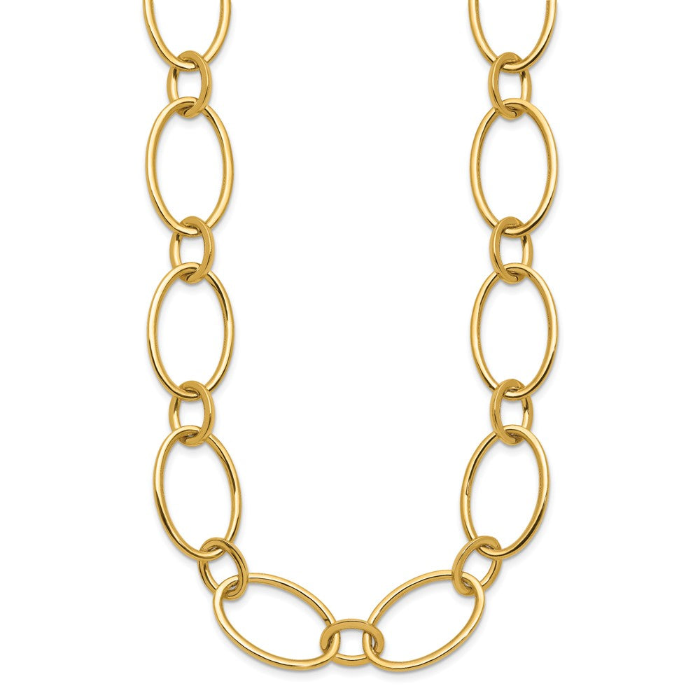 14K Polished Fancy Mixed Oval Link Necklace