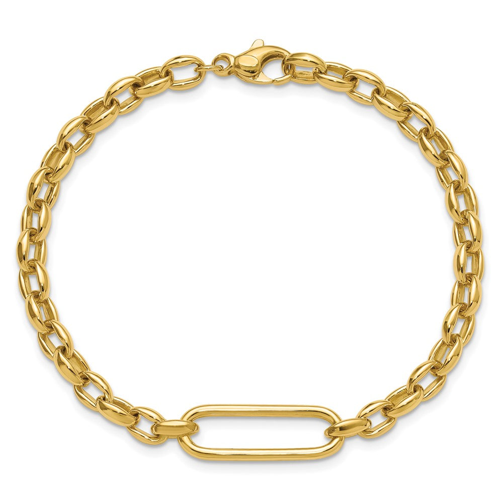 14K Polished Fancy Elongated Oval Link Bracelet