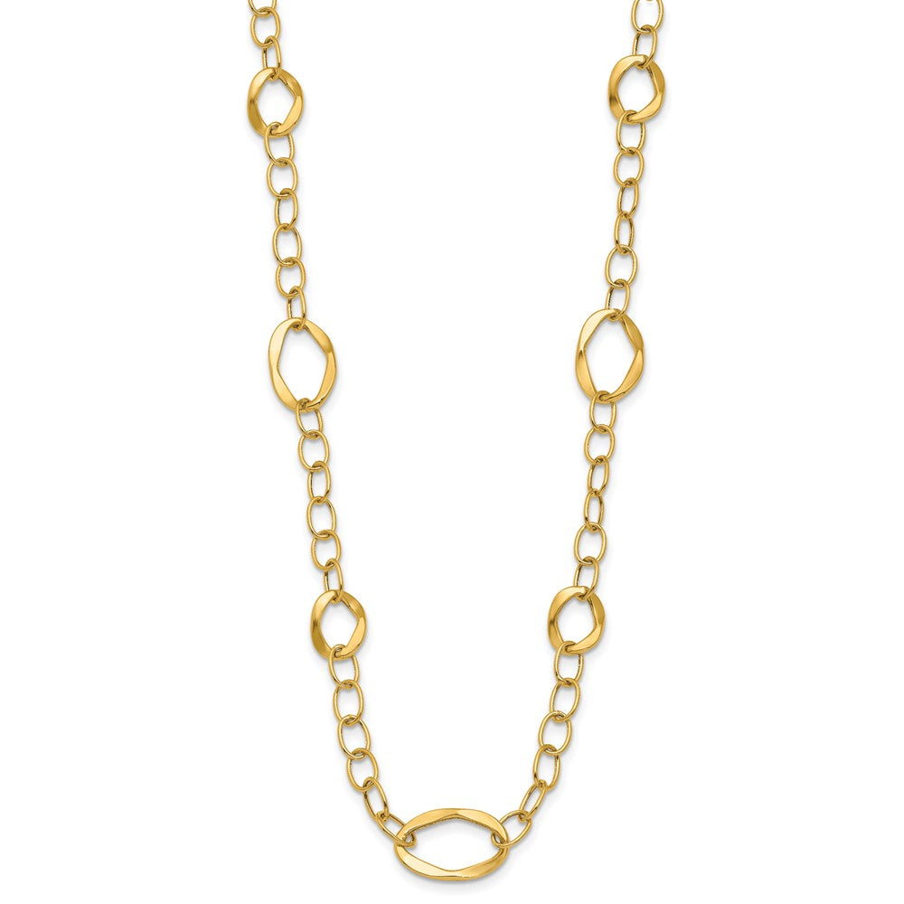 14K Polished Fancy Link with 2in ext. Necklace