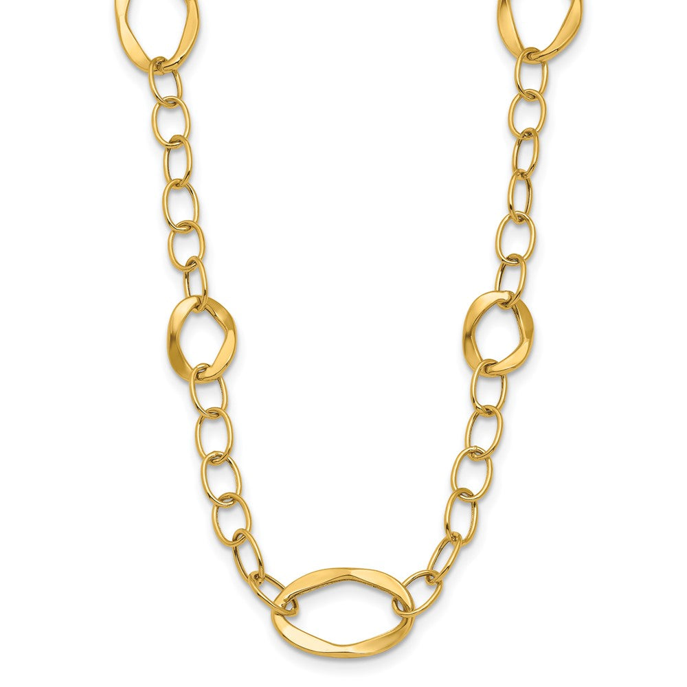14K Polished Fancy Link with 2in ext. Necklace