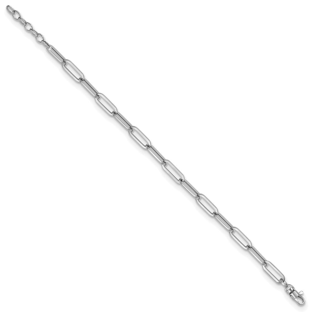 14K White Gold Polished Fancy Link with 1in ext Bracelet