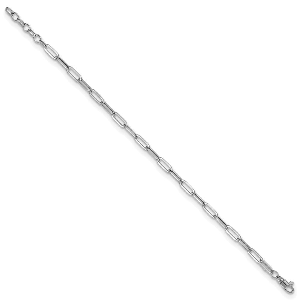 14K White Gold Polished Fancy Link with 1in ext Bracelet