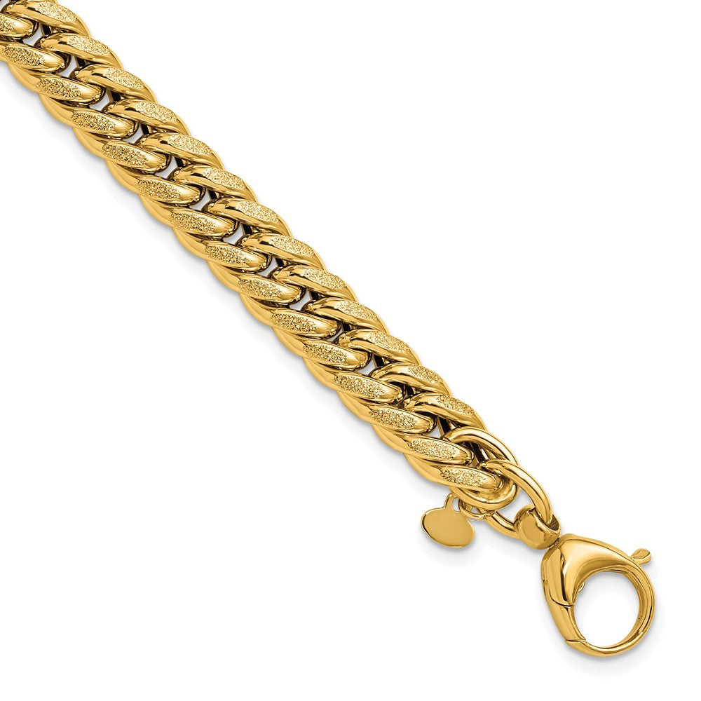14K Polished and Textured Fancy Curb Bracelet