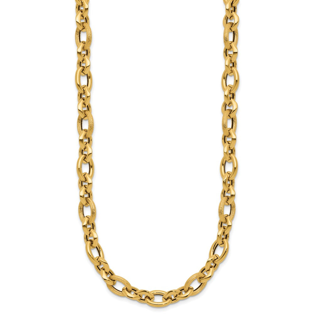 14K Polished and Textured Fancy Link Necklace