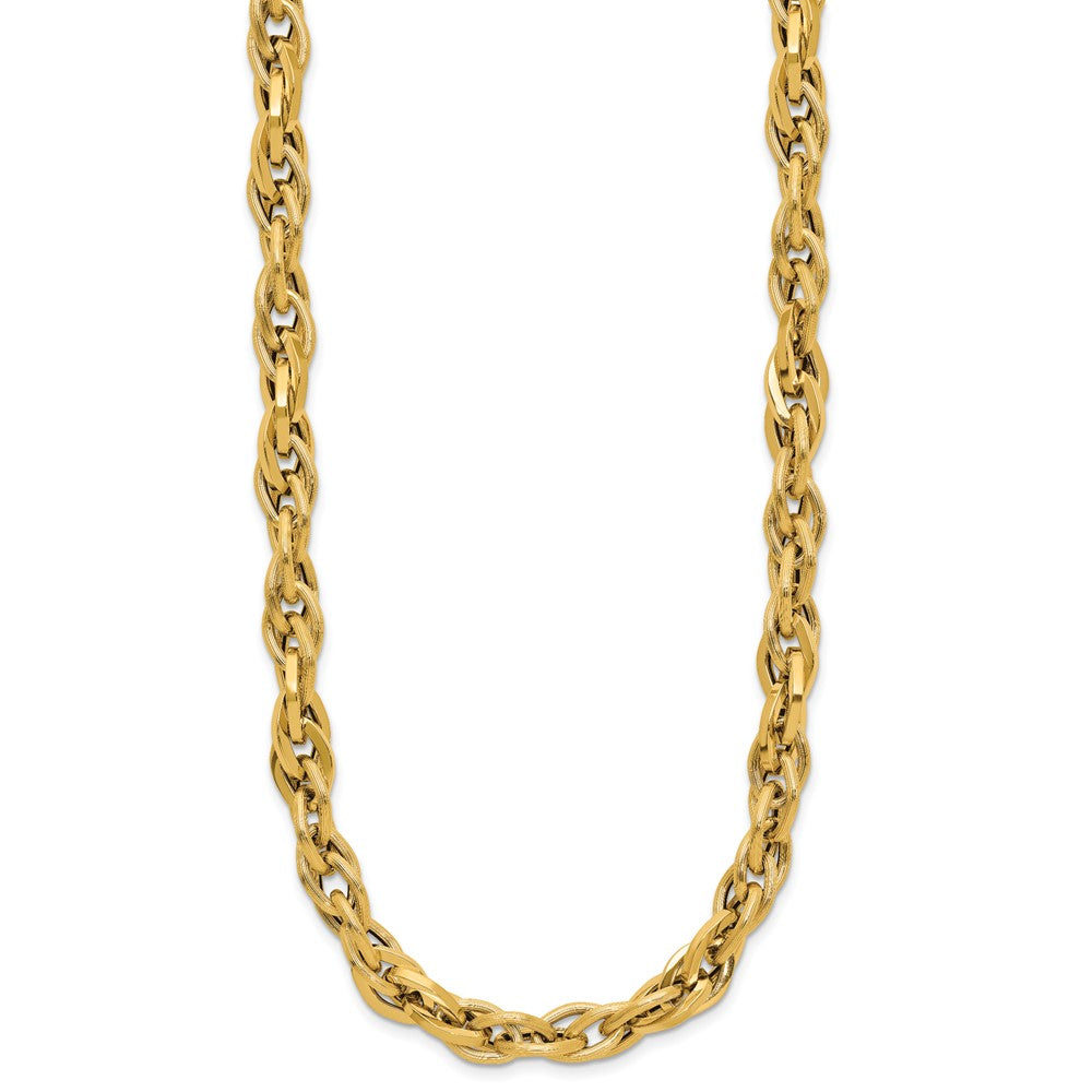 14K Polished and Textured Fancy Twisted Link Necklace