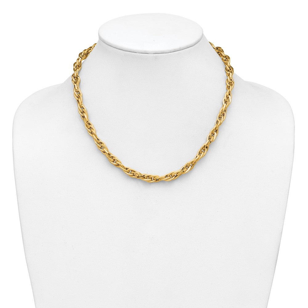 14K Polished and Textured Fancy Twisted Link Necklace