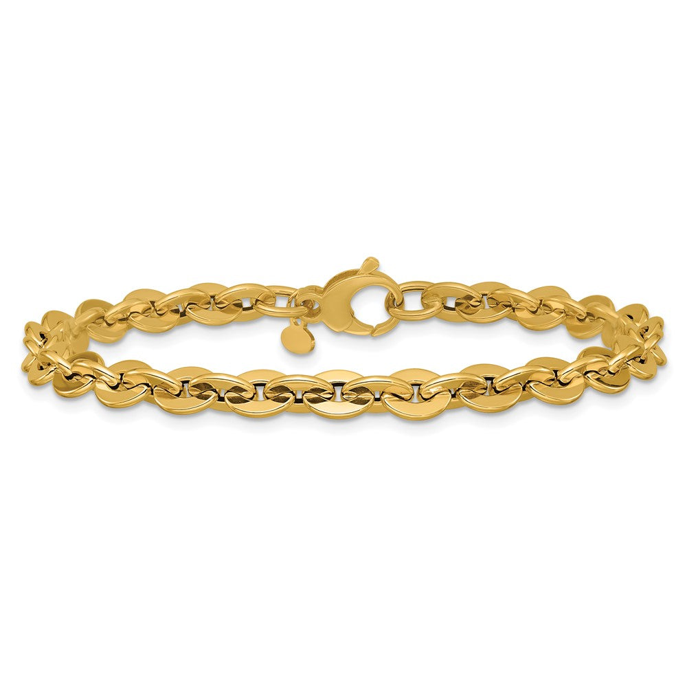 14K Polished Fancy Round Link Bracelet
