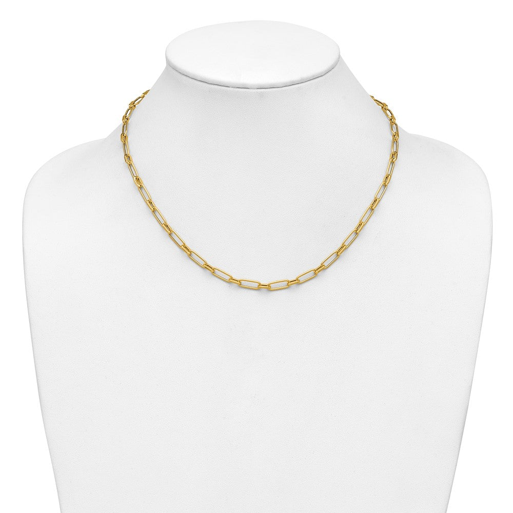 14K Polished Textured Fancy Link Necklace