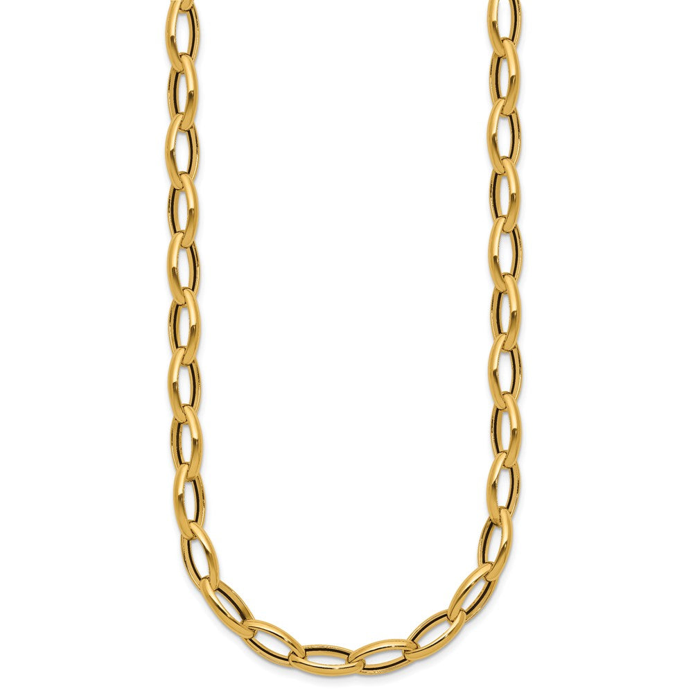 14K Polished Fancy Oval Link Necklace