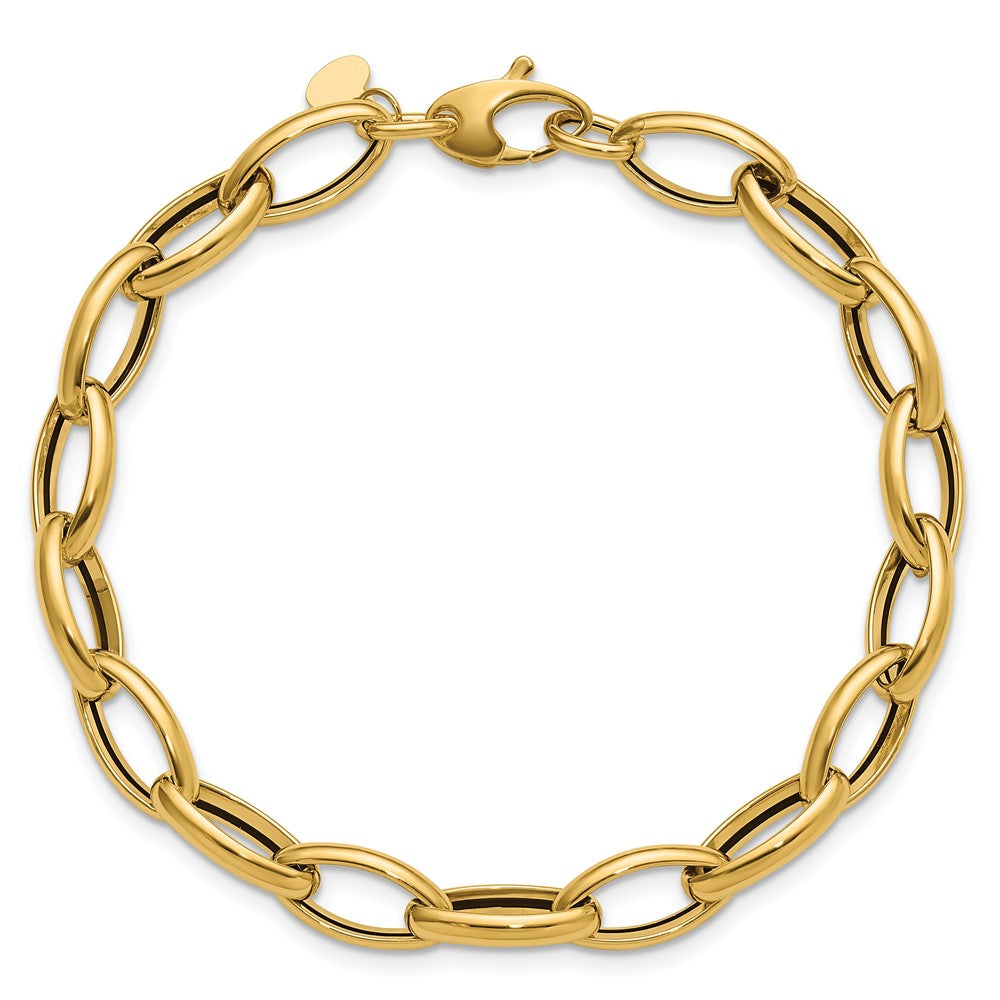 14K Polished Fancy Oval Link Bracelet