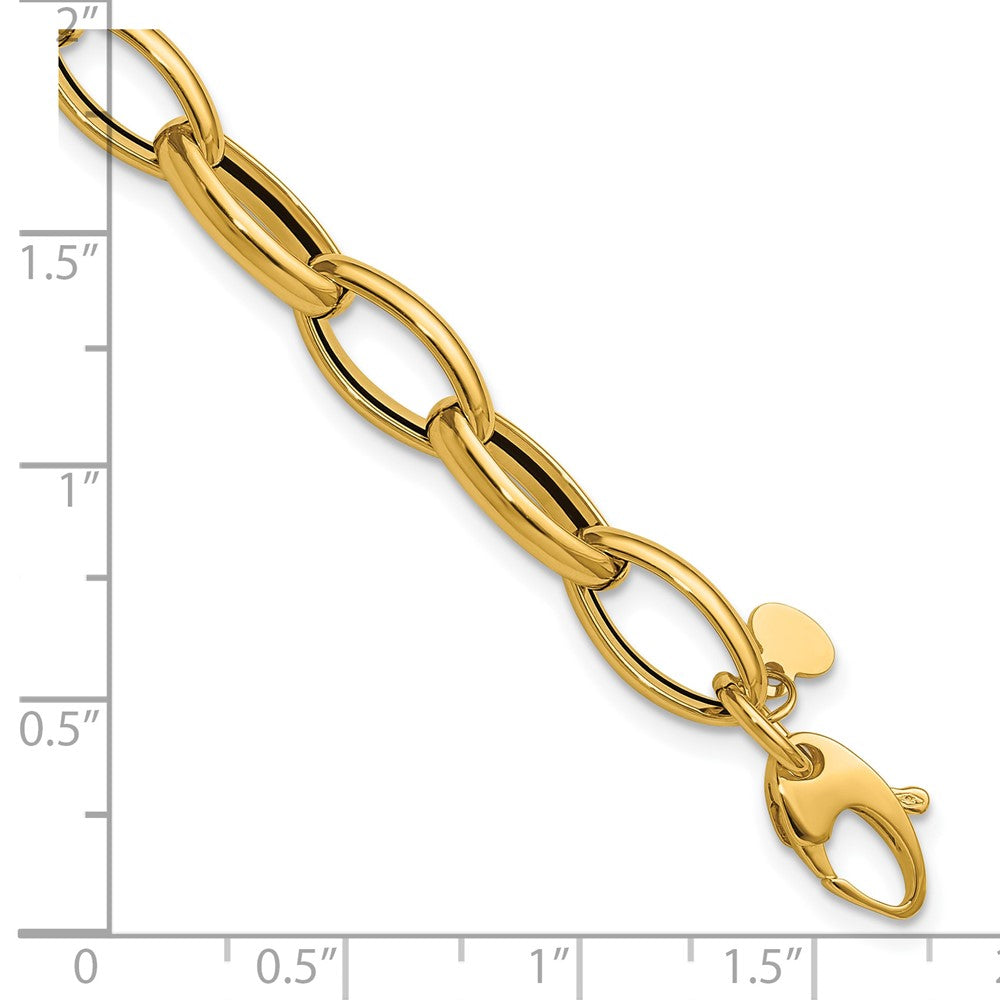 14K Polished Fancy Oval Link Bracelet