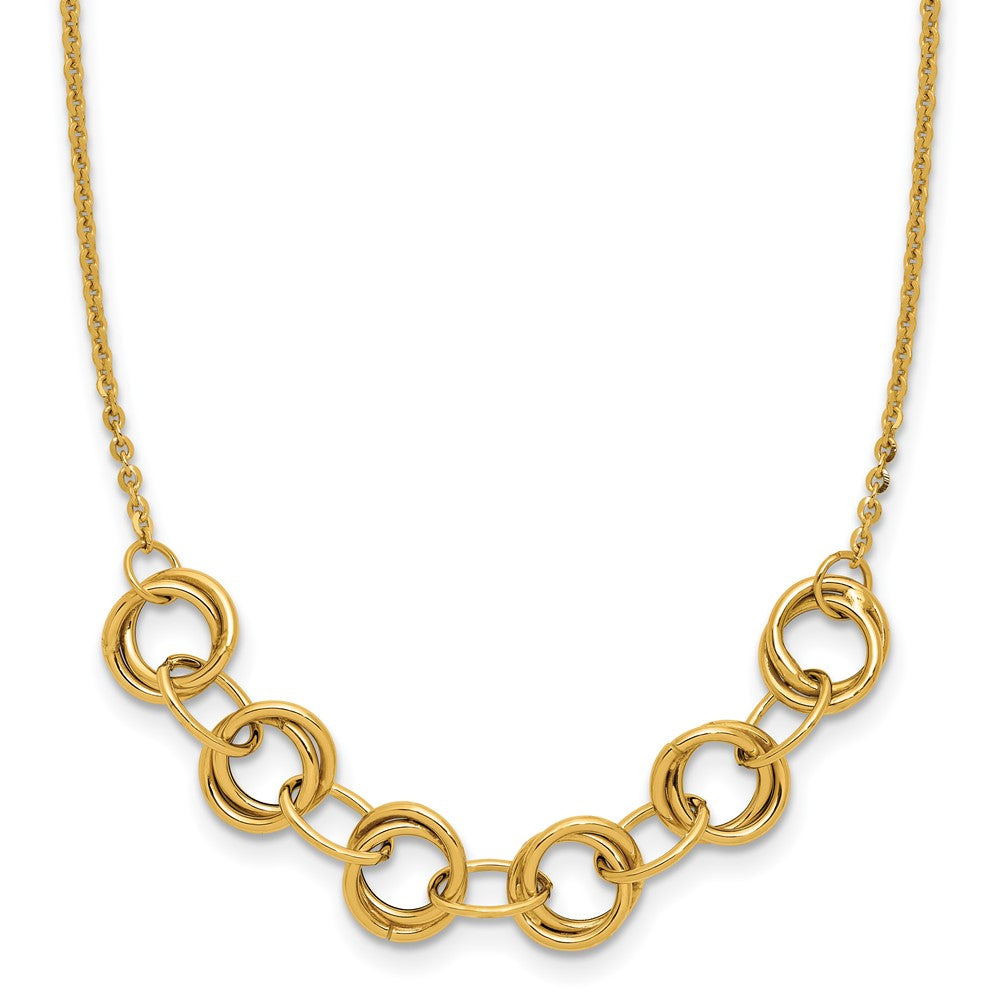14K Polished Circles with 2in ext. Necklace