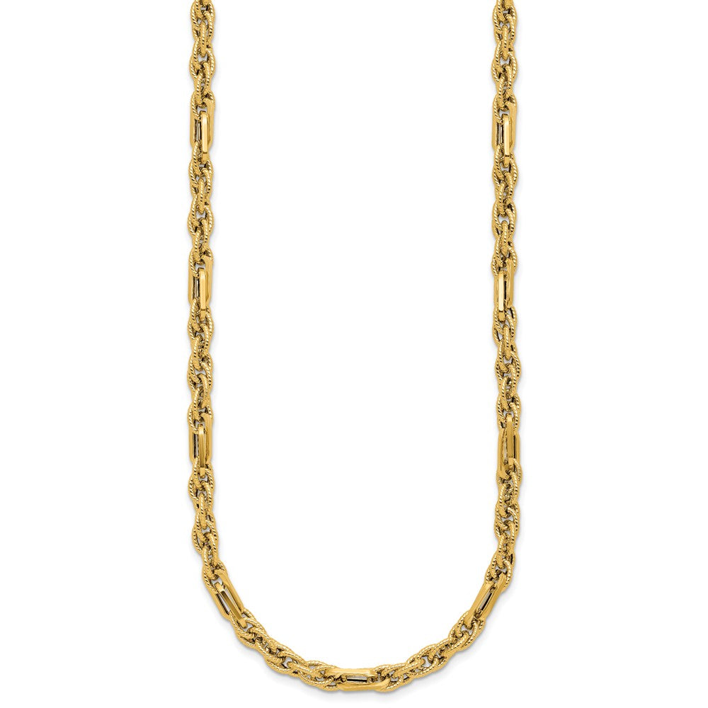 14K Polished and Textured Fancy Link Necklace