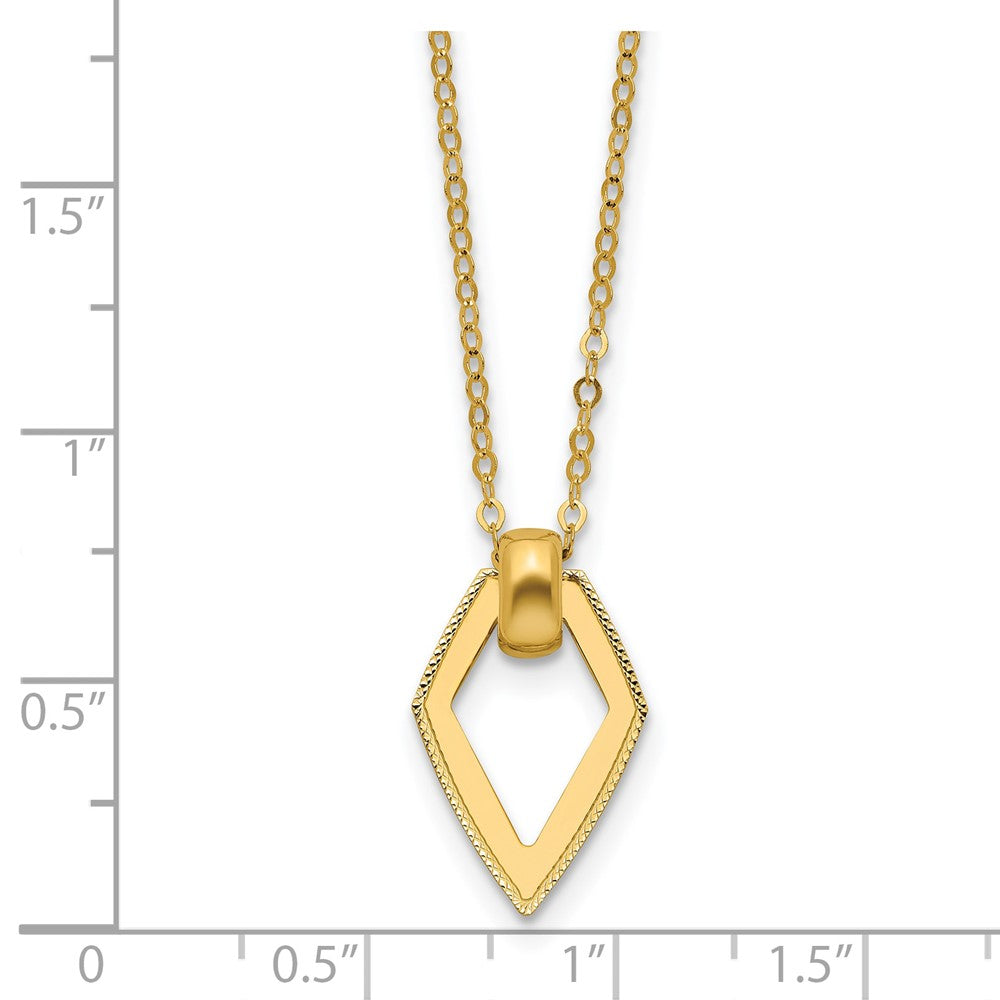 14K Polished Diamond Shape Pendant with 2in ext. Necklace