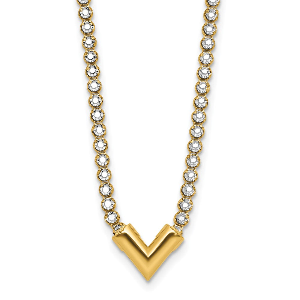 14K with RH-plating Polished Fancy 18in Necklace