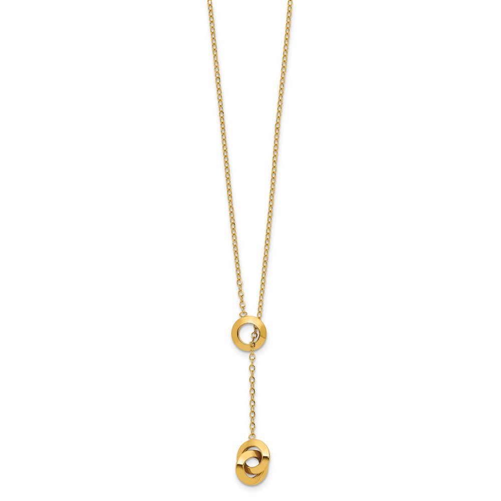 14K Polished Circles Lariat with 2in ext. Necklace