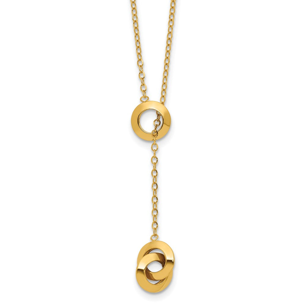 14K Polished Circles Lariat with 2in ext. Necklace