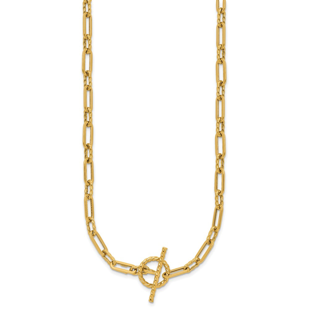 14K Polished and Twisted Fancy Link Toggle Necklace