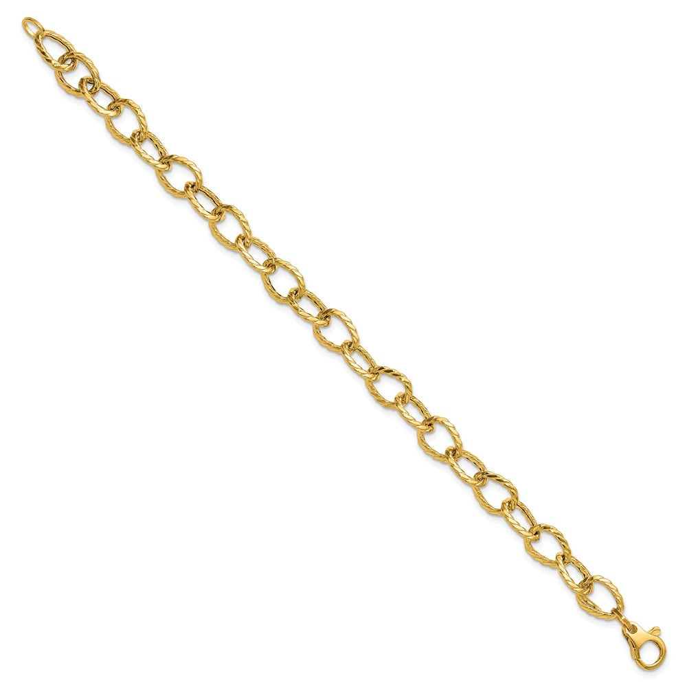 14K Polished and Twisted Fancy Link Bracelet