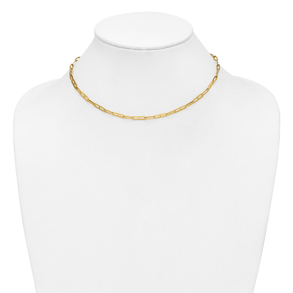 14K Polished Fancy Link with 1.5in ext. Necklace