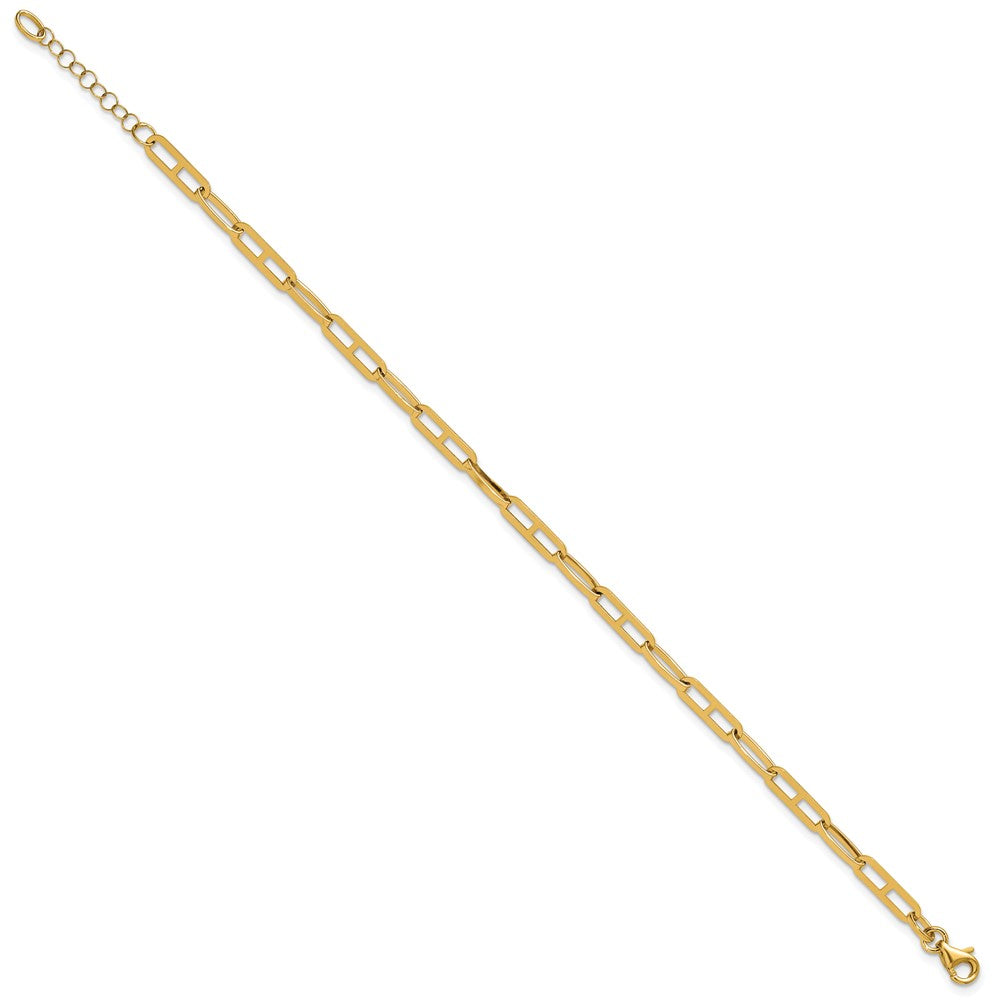 14K Polished Fancy Link with 1in ext. Bracelet