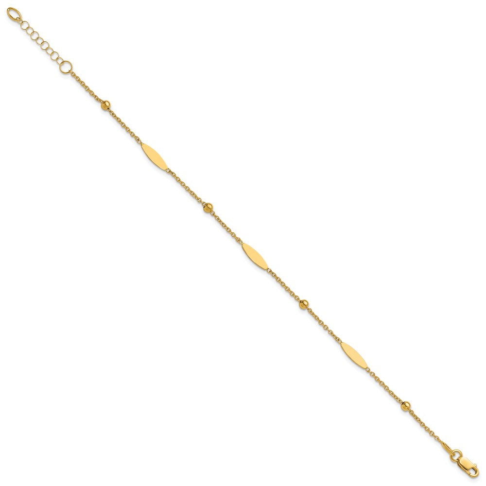 14K Polished Oval Disk Station with 1in ext. Bracelet