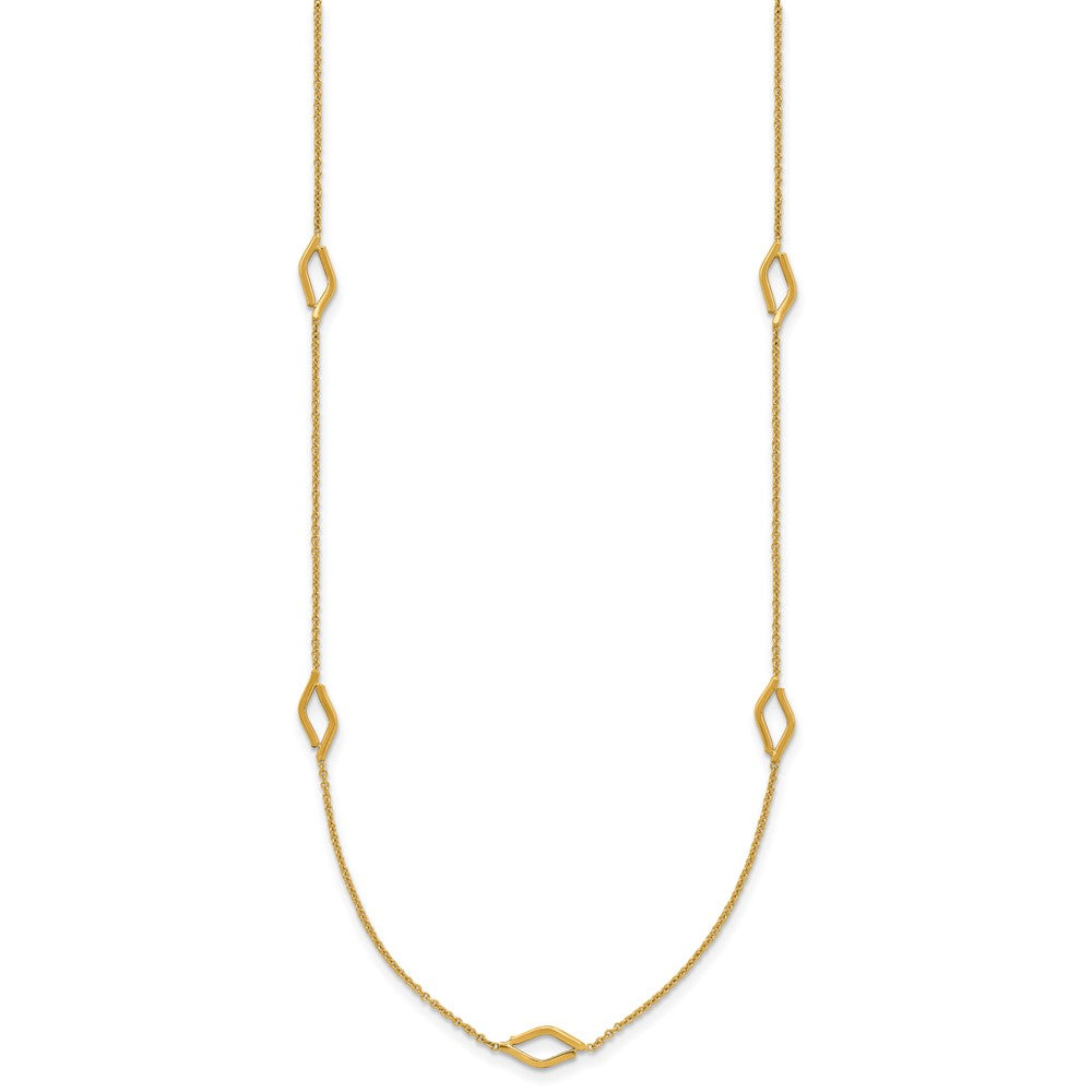 14K Polished Diamond-shaped Station with 2in ext. Necklace